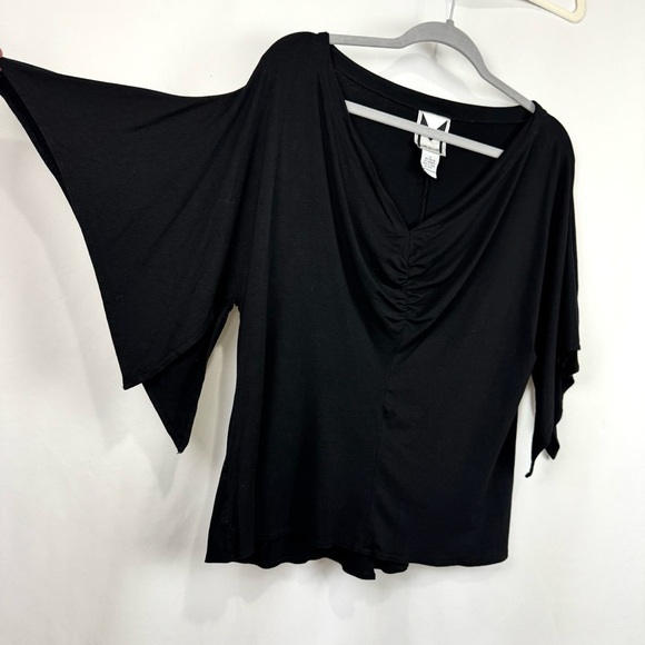 Marc Bouwer Women’s L Drapey V-Neckline Black Blouse Knit Top Whimsigoth Whitchy - Picture 3 of 8
